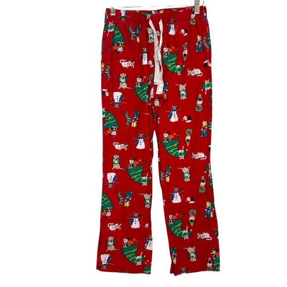Old Navy Red Flannel Christmas theme PJ pants with dogs & cats Size XS - Picture 1 of 6